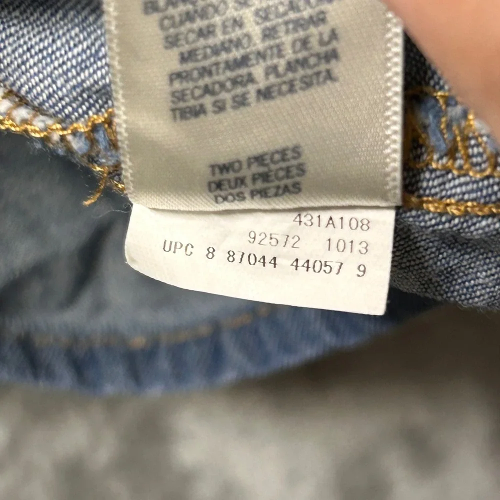 OshKosh B'Gosh Denim Dress 18M Blue Striped Belt Sleeveless Ruffle Girls